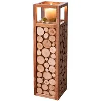 Dekoleidenschaft Bodenwindlicht "Holzscheiben", Windlichtsäule, Holz Dekosäule mit Windlicht, 58 cm (1 St), hoch, Kerzenständer, Holzsäule, Windlicht, Kerzensäule, Bodenlaterne
