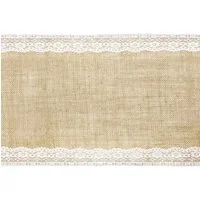 partydeco Tischläufer, Tischläufer Jute mit Spitze 28cm x 2.75m Rolle natur braun / weiß