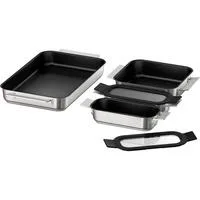 Pro Induction Flex Pfannen-Set HEZ9FF040, 4-teilig edelstahl/schwarz, 1x groß, 1x medium, 2x klein mit Glasdeckel