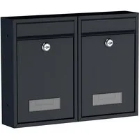 BASI Briefkasten Wandbriefkasten, Maße 320 x 215 x 82 mm (Spar-Set, 2-St), 2er Set, Namensschild, Zylindersch., 2 Schlüssel, anthrazit matt
