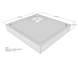 Neuesbad Wannenträger für Bette superflach 90x85x3,5 SD22746