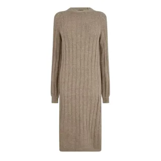 Pieces - Midikleid für Damen, Rundhalsausschnitt, Jerseyware, Langärmlig (Taubengrau)