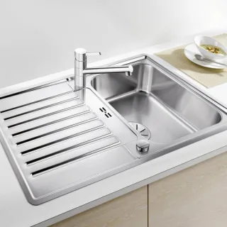 Blanco CLASSIC Pro 45 S-IF Spüle 523661 86 x 51 cm, Edelstahl Seidenglanz, reversibel, Ablauffernbedienung mit Drehbetätigung