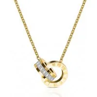 KARMA Edelstahlkette Halskette Damen mit Anhänger Ringe Gold Edelstahl vergoldet Damenkette (Halsschmuck, 1-tlg., Geschenk für Sie Damen Kette), Damenhalskette wasserfest & antiallergisch