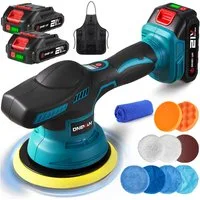 ONEVAN Akku-Poliermaschine Auto-poliermaschine 150 mm mit 2 Akkus, 2500 min. U/min, 7800 max. U/min, Ø 150 mm, 8 Geschwindigkeitsstufen für Wachsen, Polieren & Lackaufbereitung