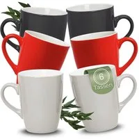 matches21 HOME & HOBBY Tasse Kaffeetassen 6er Set aus Keramik 340ml, Teetassen moderne Farben, 6-tlg., Keramik, Moderne Kaffeebecher Spülmaschinenfest & Mikrowellengeeignet