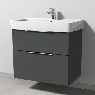 Sanipa 3way Waschtischunterbau zu Geberit Renova Plan Waschtisch mit 2 Auszügen, Anthrazit-Matt UM87822
