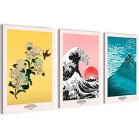 Novart Wandbild Japan Hokusai Abstrakt Wandbilder XXL Wandbild Wand Deko Bilder, Hokusai, made in Germany, moderne Wandbilder, Schlafzimmer, Büro, Japanisch