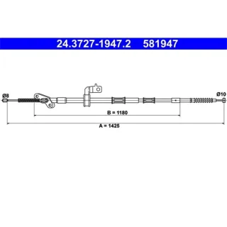 ATE Handbremsseil hinten Toyota Rav 4 2 24.3727-1947.2
