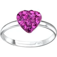 ALEXANDER YORK Silberring Kinderschmuck-Ring HERZ Kristall fuchsia, 925 Sterling Silber