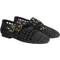 Desa Damen-Ballerinas – Obermaterial aus Textil und Lederfutter, Schnallen Ballettschuh