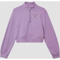 s.Oliver Sweatshirt Sweatshirt Cropped-Sweatshirt mit Stehkragen und Reißverschluss