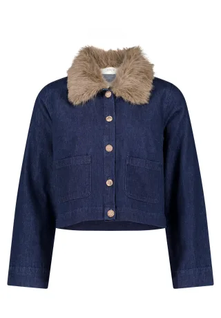 CARTOON - Jeansjacke Patch Blue/Brown - Gr. - 36
