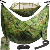Gardlov Hängematte Hängematte Camping Hängematte mit Moskitonetz 150kg Outdoor Set Grün (Reisehängematte Set 6teilig mit Insektenschutz für Outdoor Camping, Camping Hängematten Set mit Moskitonetz Seilen Karabinern und Tasche), Strapazierfähige Nylon