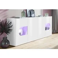 Home affaire Sideboard Real,Vitrine,Kommode,Schrank, komplett hochglanz lackiert, weiß Hochglanz lackiert mit 4 Türen davon 2 Glastüren, Breite 200