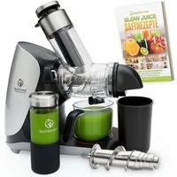 Nutrilovers Slow Juicer GREEN-PRESS MAX EDELSTAHL Entsafter Slow Juicer mit Edelstahl-Schnecke, 200 W