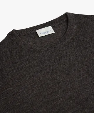 Profuomo - Brauner Merino Crewneck Dunkelbraun - Gr. - XL