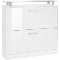borchardt Möbel Schuhschrank Finn, Schuhregal, Schuhkipper für 12-16 Paar Schuhe Breite 89 cm, mit Glasablage