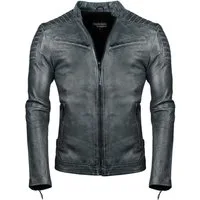 PAULGOS Lederjacke Herren Jacke Übergangsjacke Biker Look 100% Echtleder D2