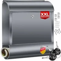 KESSER Briefkasten XXL Wandbriefkasten aus Edelstahl mit Zeitungsfach & 3 Schlüssel, Wandmontage, abschließbar, inkl. Montagematerial
