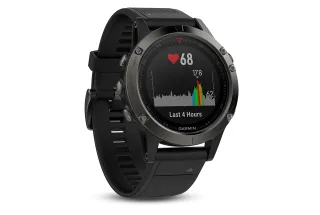 Garmin Fenix 5 [Sillikonarmband schwarz inkl. Brustgurt] 47mm Stahlgehäuse grau