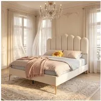 Furnishings Home Polsterbett 140x200cm Doppelbett Prinzessinnenbett (Set, 1-tlg., mit Komforthöhe, Leises Design Bett), mit gepolstertem Kopfteil, hochtragfähig