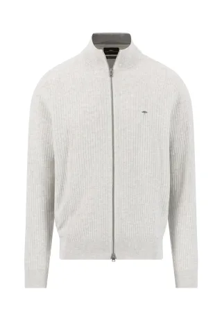 FYNCH-HATTON - Zip Troyer, ribbed snow white - Gr. - XL