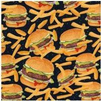 larissastoffe Stoff Baumwollstoff Swafing Hamburger, Pommes, Baumwolle Webware, Meterware, 50 cm x 150 cm