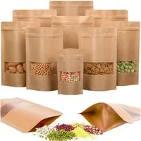 RTUIY Aufbewahrungssystem 50x Kraftpapiertüten Sichtfenster Brottüte, Pausensnack Mittagspause, Papier Lebensmittelgeeignet, (Kraftpapiertüten Set mit Sichtfenster, 50-tlg., 50x Kraftpaiertüten für Lebensmittel mit Zip-Verschluss), Kraftpapierbeutel 