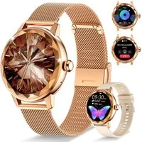 ibettertec Smartwatch Damen, mit Anruffunktion Smartwatch (Fitnessuhr mit Telefonfunktion/WhatsApp Notiz,Smartwatch Fitness Tracker Uhr IP68 Wasserdicht,1.2" HD Voll Touchscreen Fitnessuhr Tracker mit Blutsauerstoff/Pulsmesser/Sportuhr/Schrittzähler/