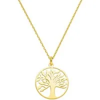 SCHOSCHON Kette mit Anhänger Halskette Baum des Lebens 925 Silber vergoldet ø 15,7 mm-Lebensbaum