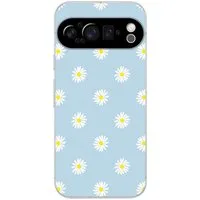 MuchoWow Handyhülle für Google Pixel 9 Pro Gänseblümchen - Pastell - Weiß - Blau - Blumen, Phone Case, Silikon, Schutzhülle Dünn