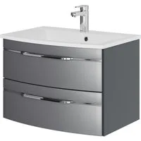Saphir Waschtisch Serie 7045 Mineralmarmor-Waschtisch und Unterschrank, 71,5 cm breit, Waschplatz mit 2 Schubladen, Badmöbel Set mit Waschtisch