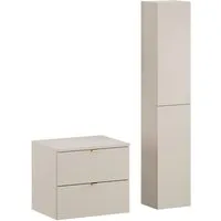 Lomadox Badmöbel-Set DURANGO-56, (Spar-Set, 2-St., Waschtischunterschrank Hochschrank), Unterschrank 60cm breit, kaschmir, versch. Griffvarianten