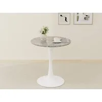 GLP Esstisch Runder Esstisch mit Sinterstein Tischplatte in Marmoroptik, 70 cm Ø (Gestell aus Metall, kratzfest und hitzebeständig), für kleine Räume und Apartments