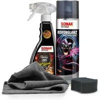 Sonax Sonax Reifen Glanz Set Special Edition mit Schwamm und Tuch Reifenpflege, Special Edition - Mikrofasertuch - Applikatorschwamm