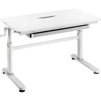 HOKO Kinderschreibtisch höhenverstellbar für Kinder ab 6 Jahren (Schreibtisch, 100x40 cm neigbare Tischplatte, Schublade, Haken, stabil bis 100 kg), 100x60 cm Arbeitsfläche, höhenverstellbar von 54 bis 76 cm, Weiß, JANA
