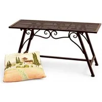 DanDiBo Gartenbank Wetterfest Metall 83 cm Sitzbank mit Ornamenten "Cucciu S", Rost Optik, Robuste Eisenbank Antik-Design Ideal für Terrasse & Balkon