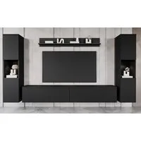 OTTO home Wohnwand PARIS, Vitrine Türanschlag links/rechts wechselbar, (Komplett-Set, 4-St), grifflose Design, stehend und hängend montierbar