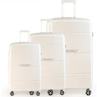 NEWCOM Trolleyset Hartschalenkoffer Set M/L/XL aus PP-Polypropylen, Erweiterbar, TSA, 4 Rollen, (Weiß SET, 3 tlg., 55cm/66cm/75cm), leichter & robuster Reisekoffer Set, 54L/87L/129L
