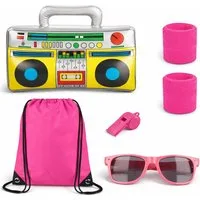 TK Gruppe Kostüm Retro neon 80er 90er Outfit Fasching & Karneval – XXL Retro Kostüm