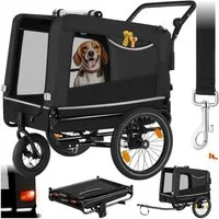 tectake Fahrradhundeanhänger Hundewagen 3in1 multifunktional mit Reflektoren, Leine und Warnfahne, mit Regenschutz, faltbar, gefedert, Belastbarkeit 40 kg, 240 Liter