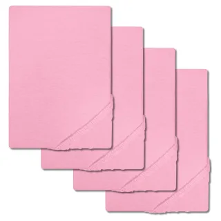 4er-Set Setex Molton Köper Spannbettlaken rosa 90 x 200 cm