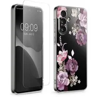 kwmobile Smartphone-Hülle Hülle für Samsung Galaxy A57 5G Handyhülle - Silikon, Case mit Schutzfolie Blumenblüten und Rosen Design