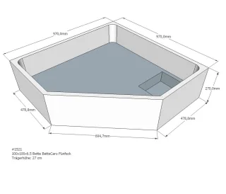 Neuesbad Wannenträger für Bette Caro 100x100x15 Fünfeck SD21083