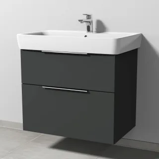 Sanipa 3way Waschtischunterbau zu Geberit Renova Plan Waschtisch mit 2 Auszügen, Graphit-Matt UP8781B