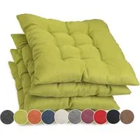 sunnypillow Stuhlkissen 4er Set Stuhlkissen mit Bändern Ontario, Grün