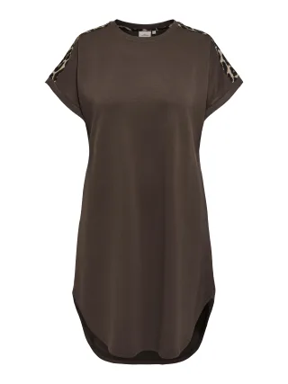 ONLY CARMAKOMA - CARLISE S/S O-NECK DRESS JRS Chocolate Martini