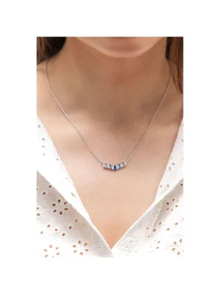 Zeeme Silber Halskette Silber 925 rhodiniert mit Zirkonia blau und weiß