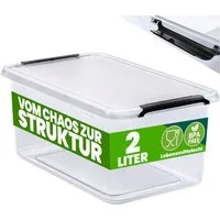 Deuba Aufbewahrungsbox, 2L Deckel Kunststoff Organizer Ordnungsboxen BPA frei stapelbar Küche